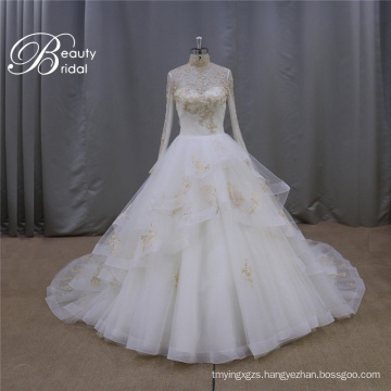 2016 New Arrival Long Train Saudi Arabian Wedding Dress